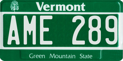 VT license plate AME289