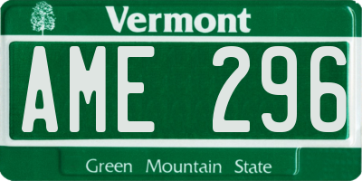 VT license plate AME296