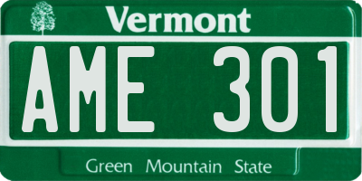 VT license plate AME301