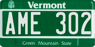 VT license plate AME302