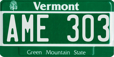 VT license plate AME303