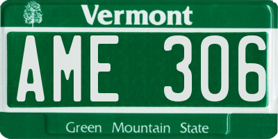 VT license plate AME306
