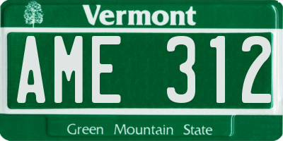 VT license plate AME312