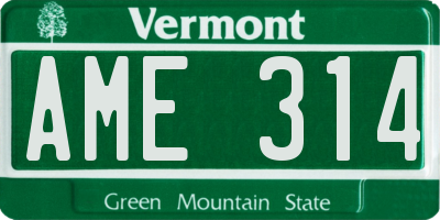 VT license plate AME314