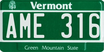 VT license plate AME316