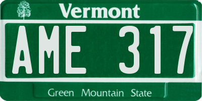 VT license plate AME317
