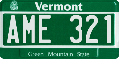 VT license plate AME321