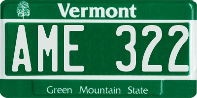 VT license plate AME322