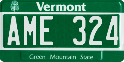 VT license plate AME324