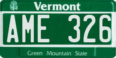 VT license plate AME326