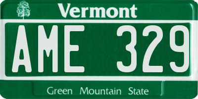 VT license plate AME329