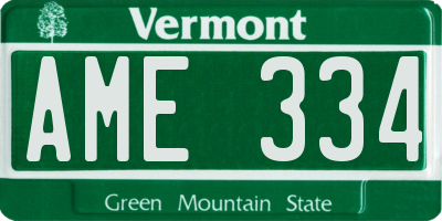 VT license plate AME334