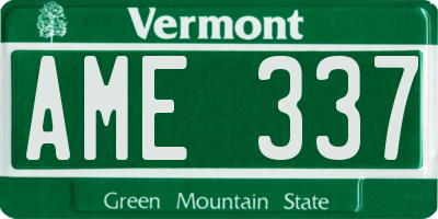 VT license plate AME337