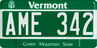 VT license plate AME342