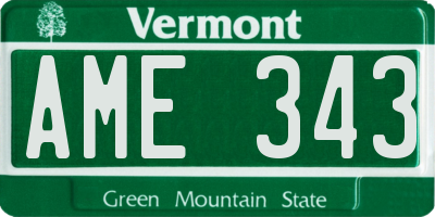 VT license plate AME343