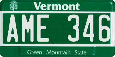 VT license plate AME346