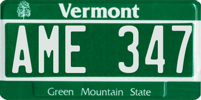 VT license plate AME347