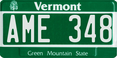 VT license plate AME348
