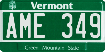 VT license plate AME349