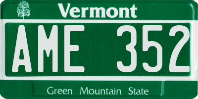 VT license plate AME352