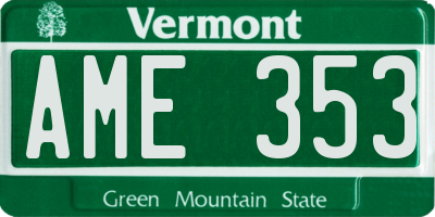 VT license plate AME353