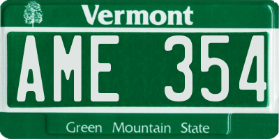 VT license plate AME354
