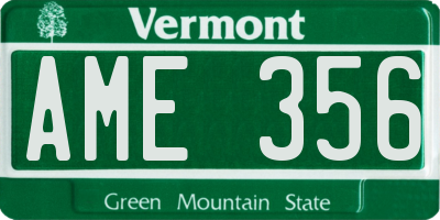 VT license plate AME356