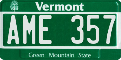 VT license plate AME357