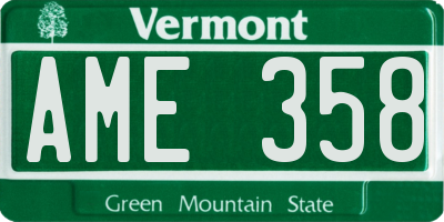 VT license plate AME358
