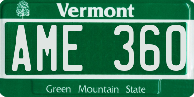 VT license plate AME360