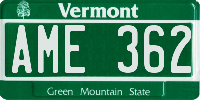 VT license plate AME362