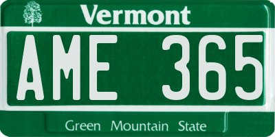 VT license plate AME365