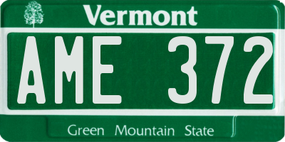 VT license plate AME372