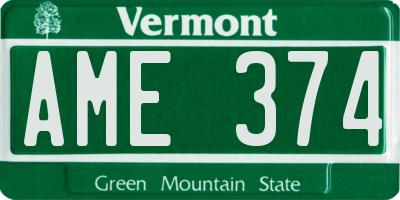 VT license plate AME374