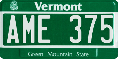 VT license plate AME375