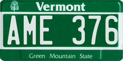 VT license plate AME376