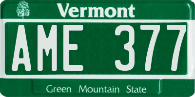 VT license plate AME377