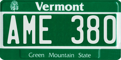 VT license plate AME380