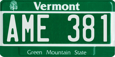VT license plate AME381