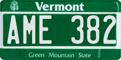 VT license plate AME382