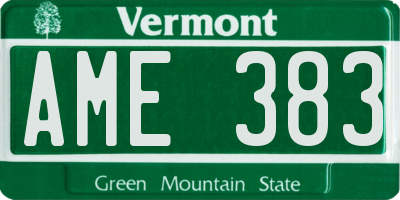 VT license plate AME383