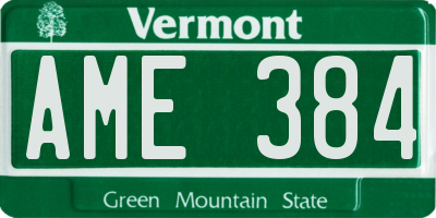 VT license plate AME384