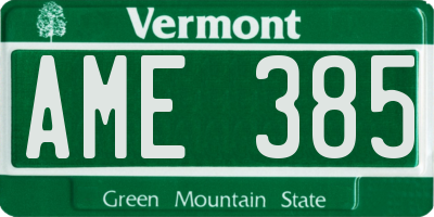 VT license plate AME385