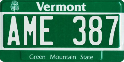 VT license plate AME387