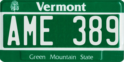 VT license plate AME389