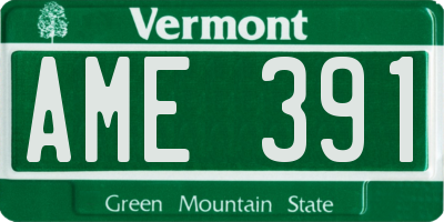 VT license plate AME391