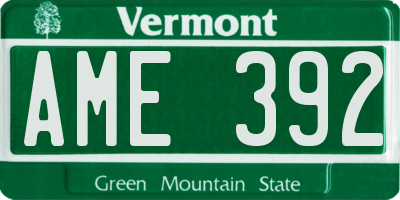 VT license plate AME392