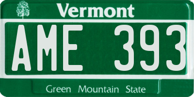 VT license plate AME393
