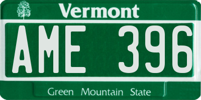 VT license plate AME396