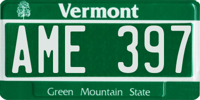 VT license plate AME397